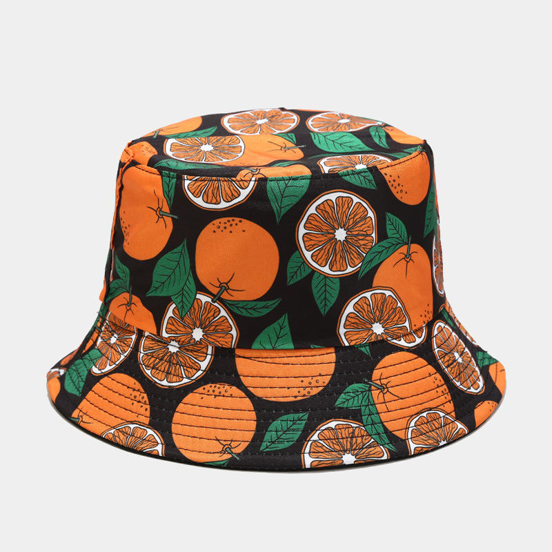BK00073 مجموعة متنوعة من قبعة دلو طباعة الفاكهة يرتدي على الوجهين