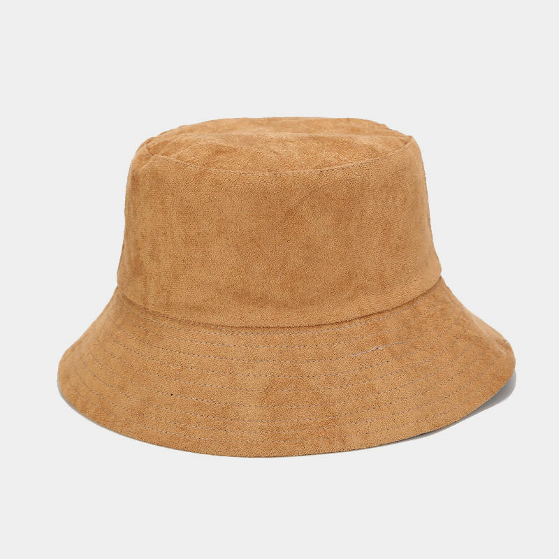 قبعة دلو من الجلد المدبوغ BK00077 بلون خالص