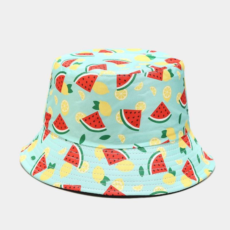 BK00073 مجموعة متنوعة من قبعة دلو طباعة الفاكهة يرتدي على الوجهين
