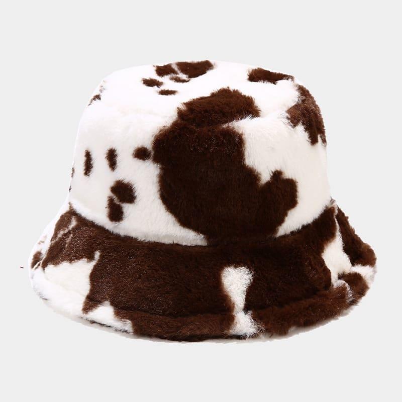 BK00071 بقرة طباعة الخريف الشتاء المرأة دلو قبعة