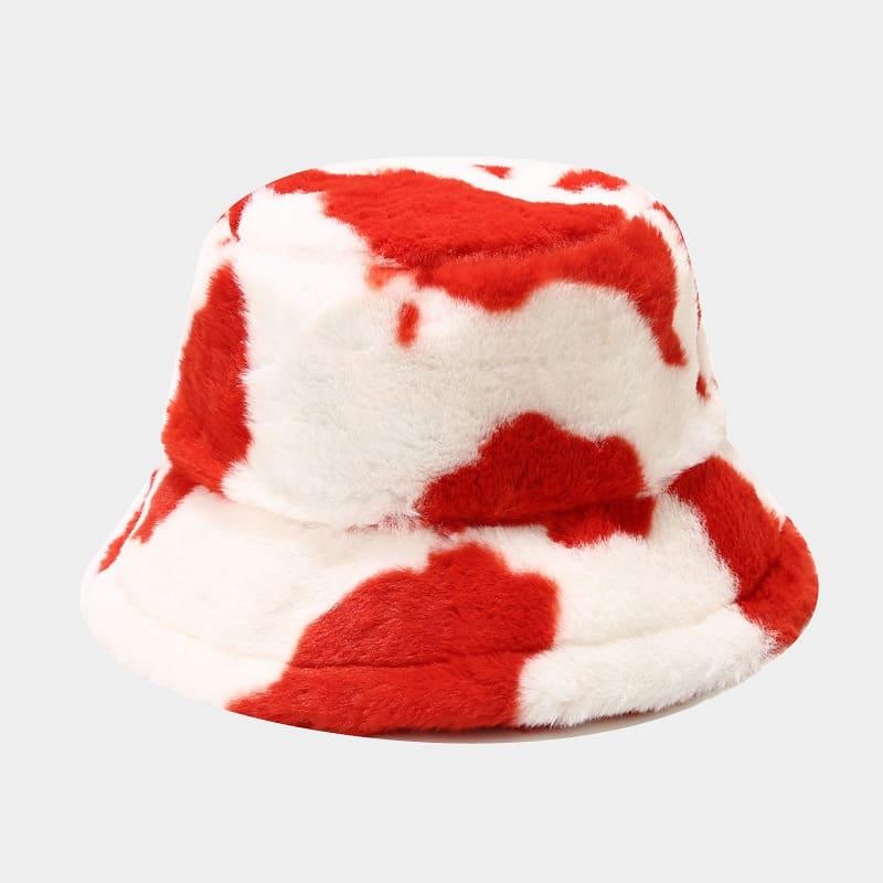 BK00071 بقرة طباعة الخريف الشتاء المرأة دلو قبعة