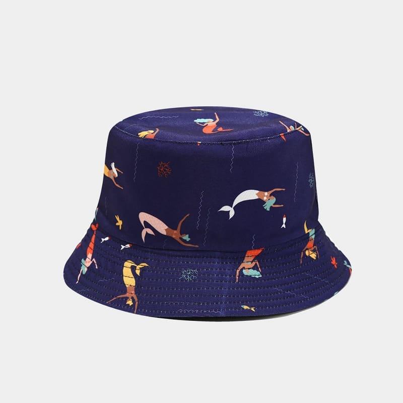 قبعة دلو بوجهين بطبعة حيوانات بحرية BK00072