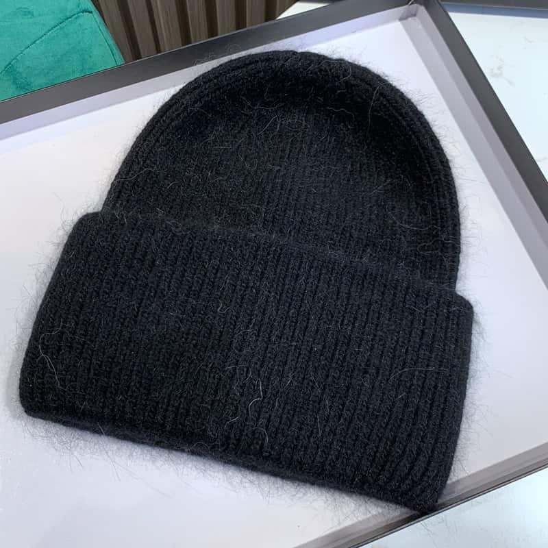 H00006 قبعة محبوكة من شعر الأرنب للنساء في الشتاء