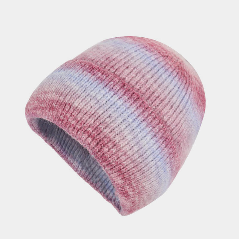 قبعة محبوكة بألوان قوس قزح مصبوغة بألوان متعددة H00031